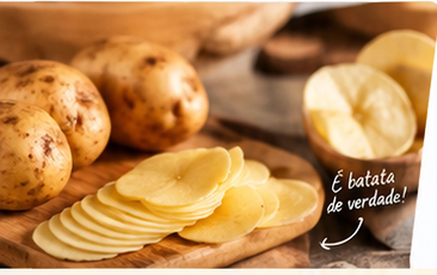 Batatas e lâminas de batata selecionadas